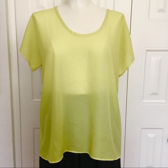 SOPRANO sheer chartreuse blouse S - Picture 2 of 4